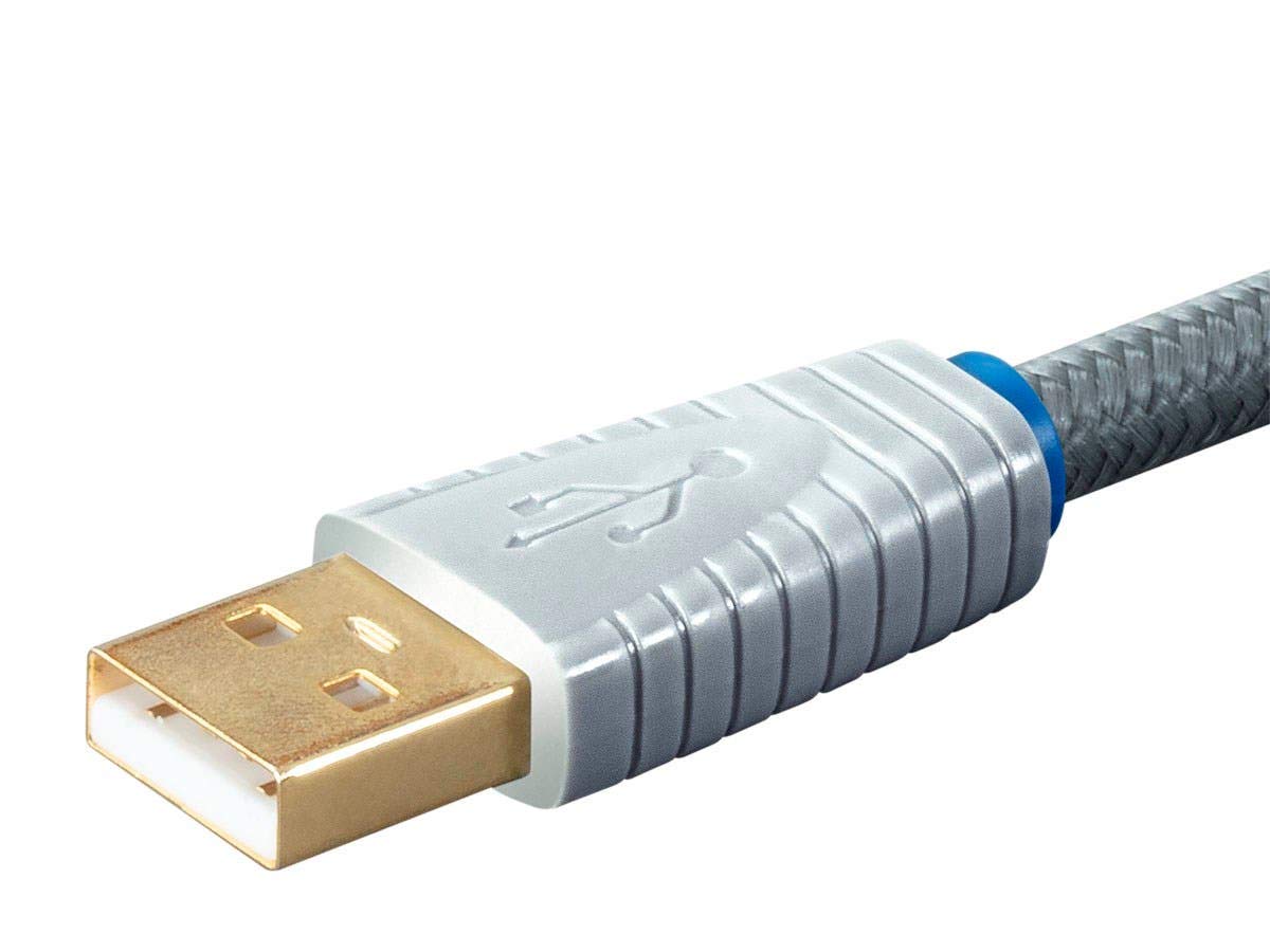 Monolith USB Digital Audio Cable - USB Type-A to USB Type-B, Gold-Plated Connectors, 22AWG, 2 Meter, Gray