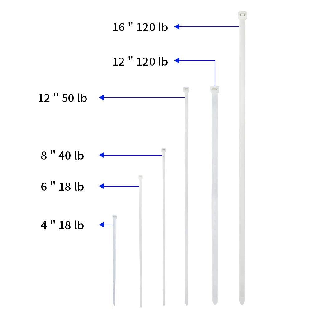 1000 Pack 4 inch KOOWIN Nylon Plastic Cable Zip Ties Small Wire Wraps White