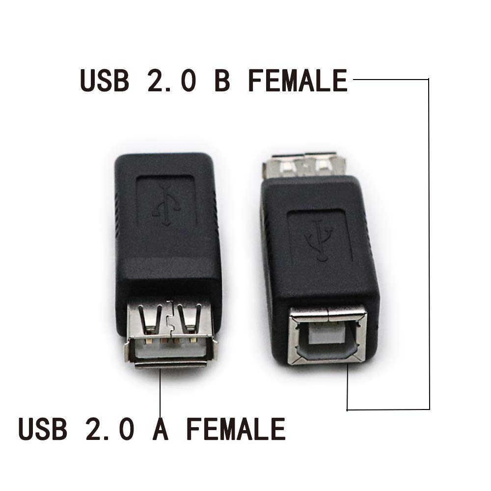 rgzhihuifz 2 Pack USB 2.0 AF/BF Plug Type A Female to Type B Female Adapter Connector Converter Compatible with Laptop Computer Hard Drive Printer…