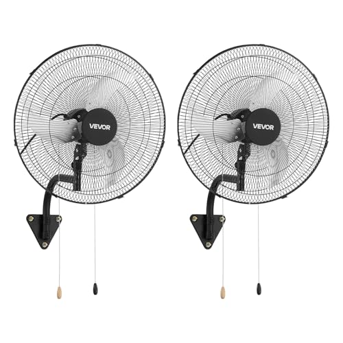 VEVOR 20 Inch Wall Mount Fan, Oscillating, 3-Speed, 2 Pack
