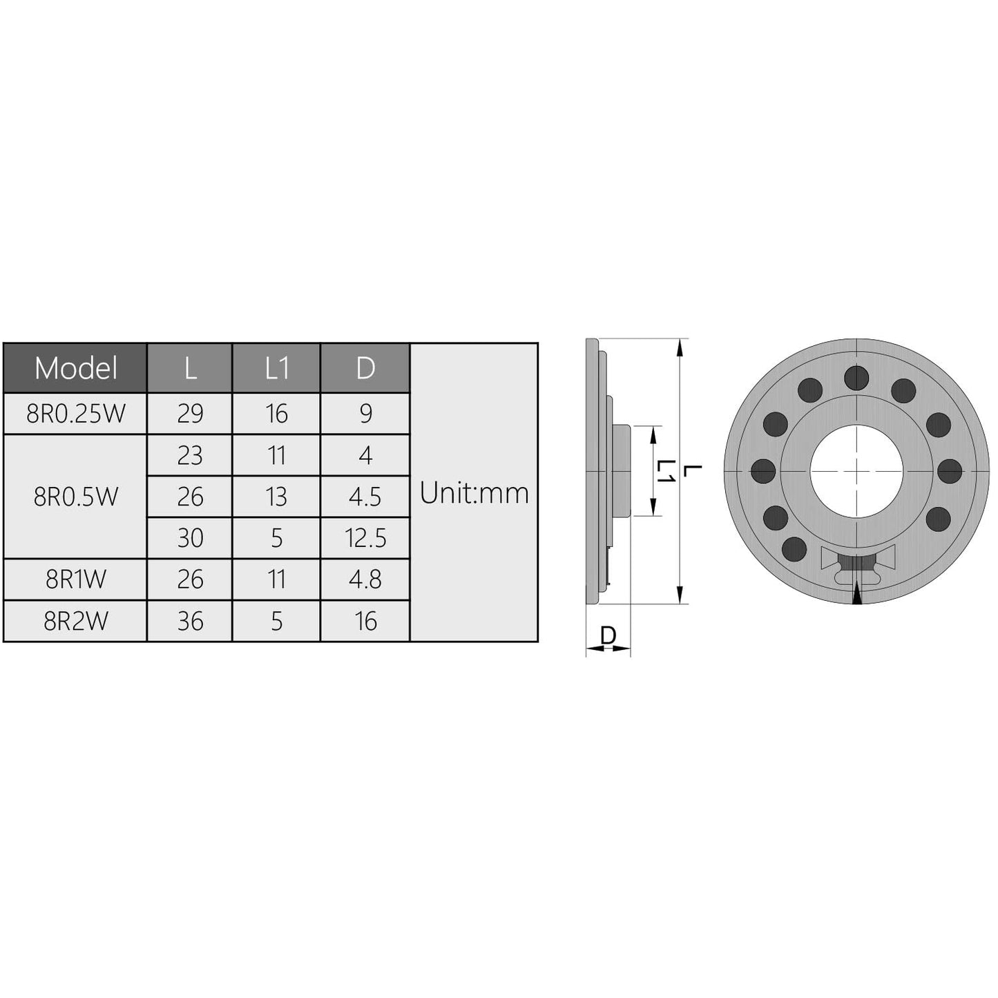 Fielect 10Pcs DIY Magnetic Speaker 0.25W 8 Ohm Internal Magnet Loudspeaker Speaker Round Shape Replacement Loudspeaker, 29mm Diameter