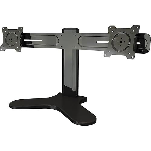 Crimson AV DSH2 Dual Monitor Desktop Stand for 10" to 24" Screens, Heavy Duty VESA Mount with Tilt, Swivel, and 360° Rotation, Height Adjustable