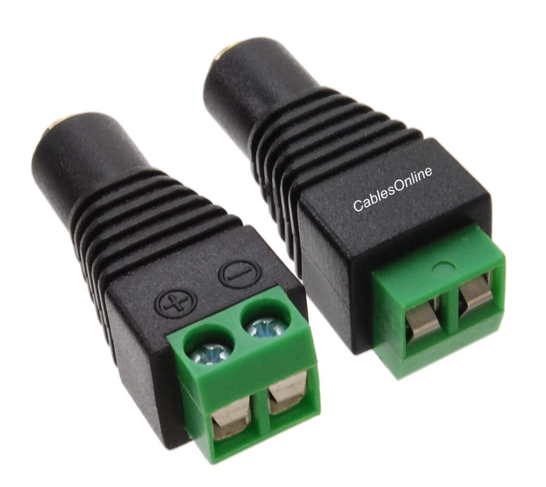 CablesOnline 2-Pack 3.5mm (1/8") Mono TS Female Jack to 2-Screw Terminal Block Connectors, PL-CN12-2