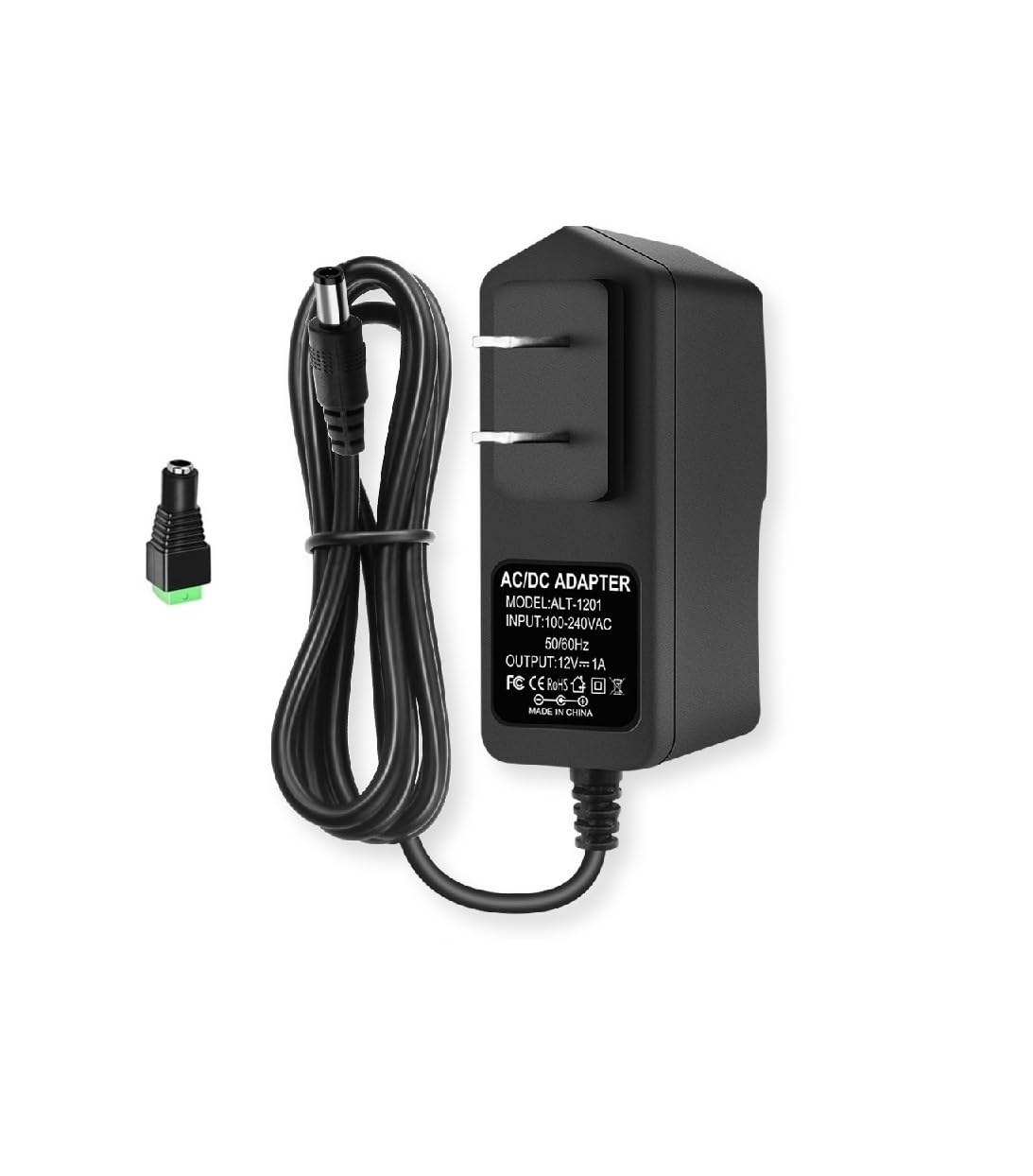 12V DC Power Supply 1A Universal AC Adapter, 100-240 50/60Hz to 12 Volts 1 Amp Transformer, DC 12V 1A Power Cord, 5.5mm x 2.5mm Plug & 1 Tip [DC12V…