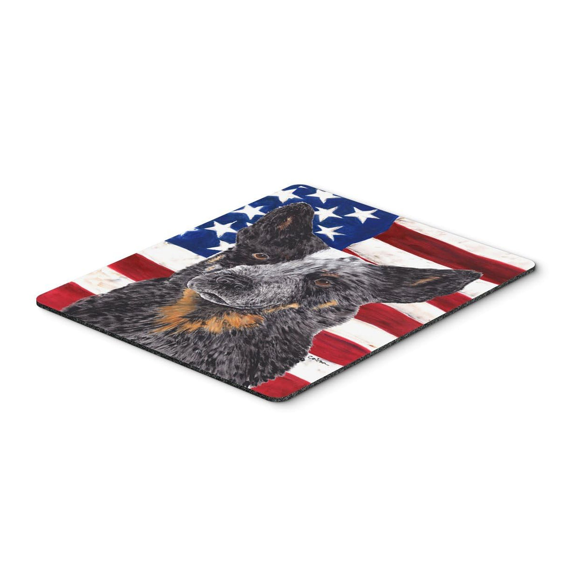 Caroline's Treasures Mouse/Hot Pad/Trivet, USA American Flag with Australian Cattle Dog (SC9109MP)