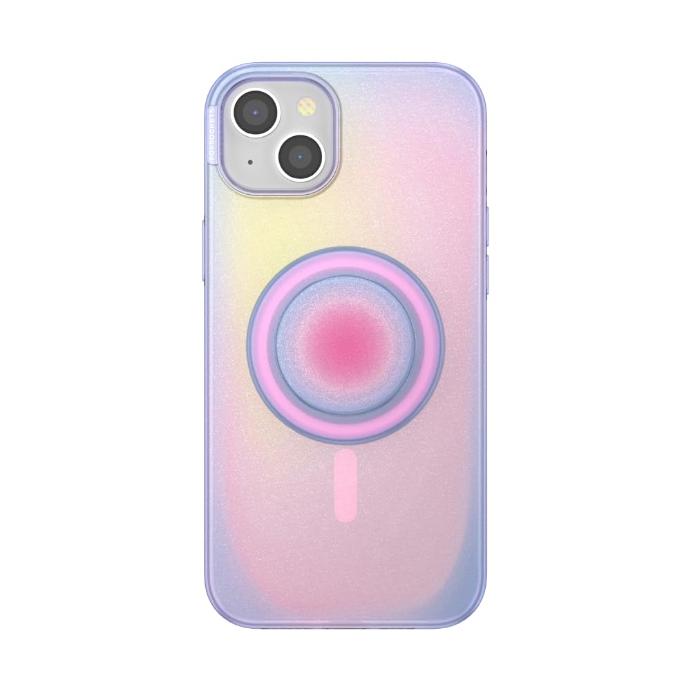 PopSockets iPhone 15 Plus Phone Case with MagSafe, Wireless Charging Compatible, Purple - Aura