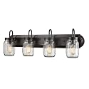 DIRYZON EUL Vintage Clear Glass Jar Wall Sconces 4-Light Bathroom Vanity Lighting Fixture Oil Rubbed Bronze