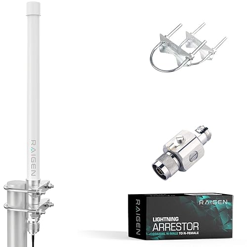RAIGEN LoRa 915 MHz 5.8dbi Antenna 20in + Outdoor Lightning Arrestor Omni-Directional Helium Miner HNT Hotspot for Nebra, RAK, Bobcat, Syncrob