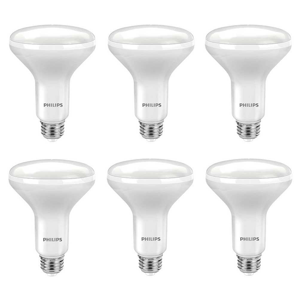 Philips 462291 Led Dimmable BR30 Light Bulb, 650 lm., 5000-Kelvin, 9W, E26 Base, Daylight (Pack of 6)