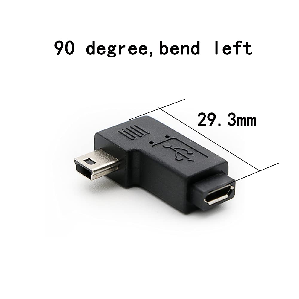 rgzhihuifz 90 Degree Left & Right Angle Mini USB Male to Micro USB Female Connector Adapter 3-Pack