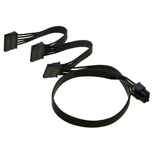 Zahara SATA Power Cable 6 Pin to 3x15 Pin for Seasonic/Antec PSUs, BTC Mining Riser Splitter, Hard Drive Adapter 18.7-inch (47.6cm) 18.7-inch 18AWG