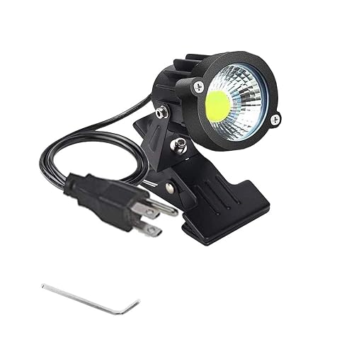 Youngine Outdoor 1pc 5W COB LED Clip on Light, IP65 Waterproof Adjustable Desk Stand COB Spotlights with Clip and US Plug for Flag Coffee Shop (Cool