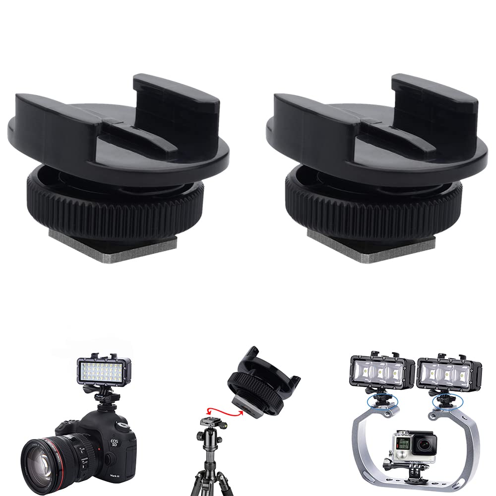 Suptig Tripod Adapter Cold Shoe Mount Compatible for GoPro Hero 13/12/11/10/9/8/7/6/5/4, DJI Osmo, Insta360, Akaso Action Cam - 2 Pack Black