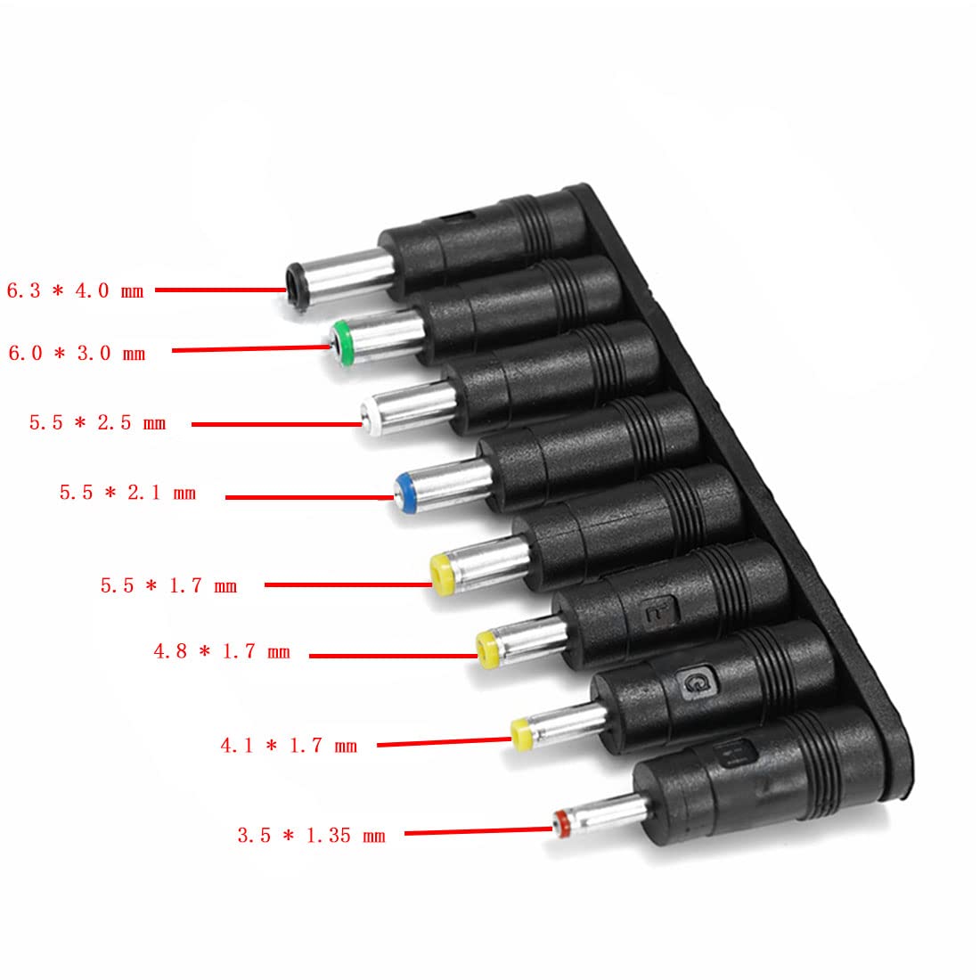 ZYAMY 8-in-1 Universal DC Plugs Power Adapter Conversion Head 5.5mm x 2.1mm Female to Male Power Supply Adapter Jack Connector Tips for Laptop