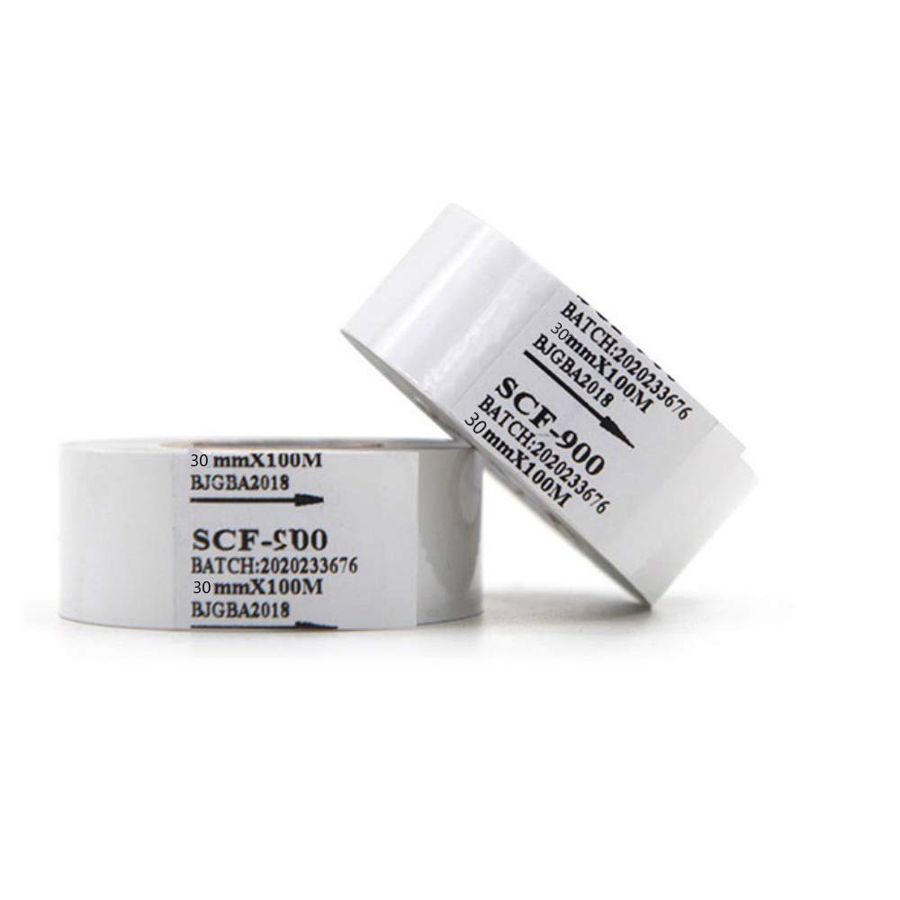 5 Rolls Ribbon 30mm x 100m Thermal Transfer Ribbon for Date Coder Printer Machine HP-241 241B 241S TJ-08 DY-8 DY-6 SCF-900(White)