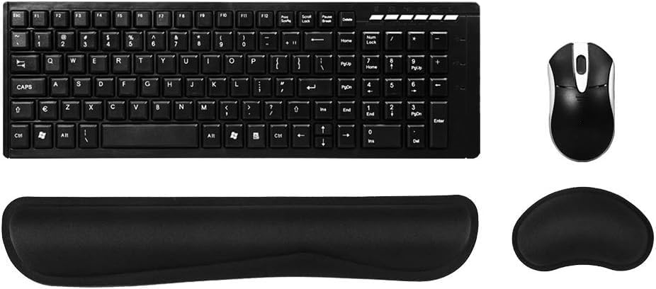 Poualss Memory Foam Set Keyboard and Mouse Wrist Pad Rest,Cushion Support for Office,Gaming,Computer,Laptop and Mac,Pain Relief& Easy Typing