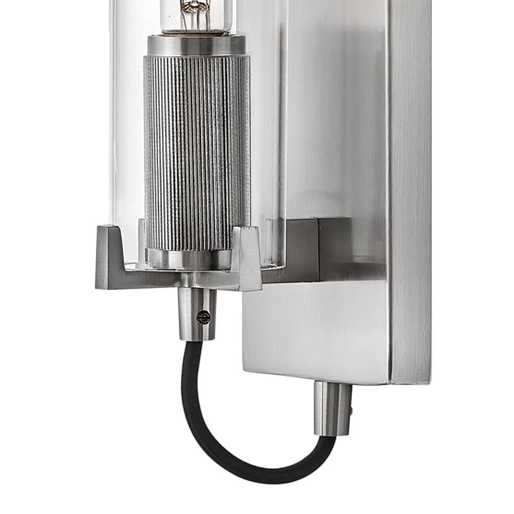 Hinkley Ryden Single Light Wall Sconce, Clear Glass Shade, Modern Industrial, Sleek, Slender, Brushed Nickel Finish