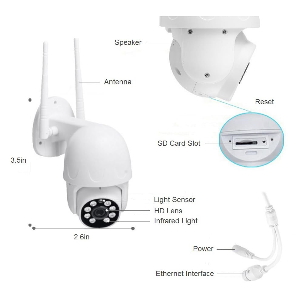 funxwe 1080P HD Wireless Security PTZ IP Camera, 2GHz 5GHz Dual WiFi P2P Pan/Tilt Motion Detection Auto Tracking, Two Way Audio Spotlight Alert