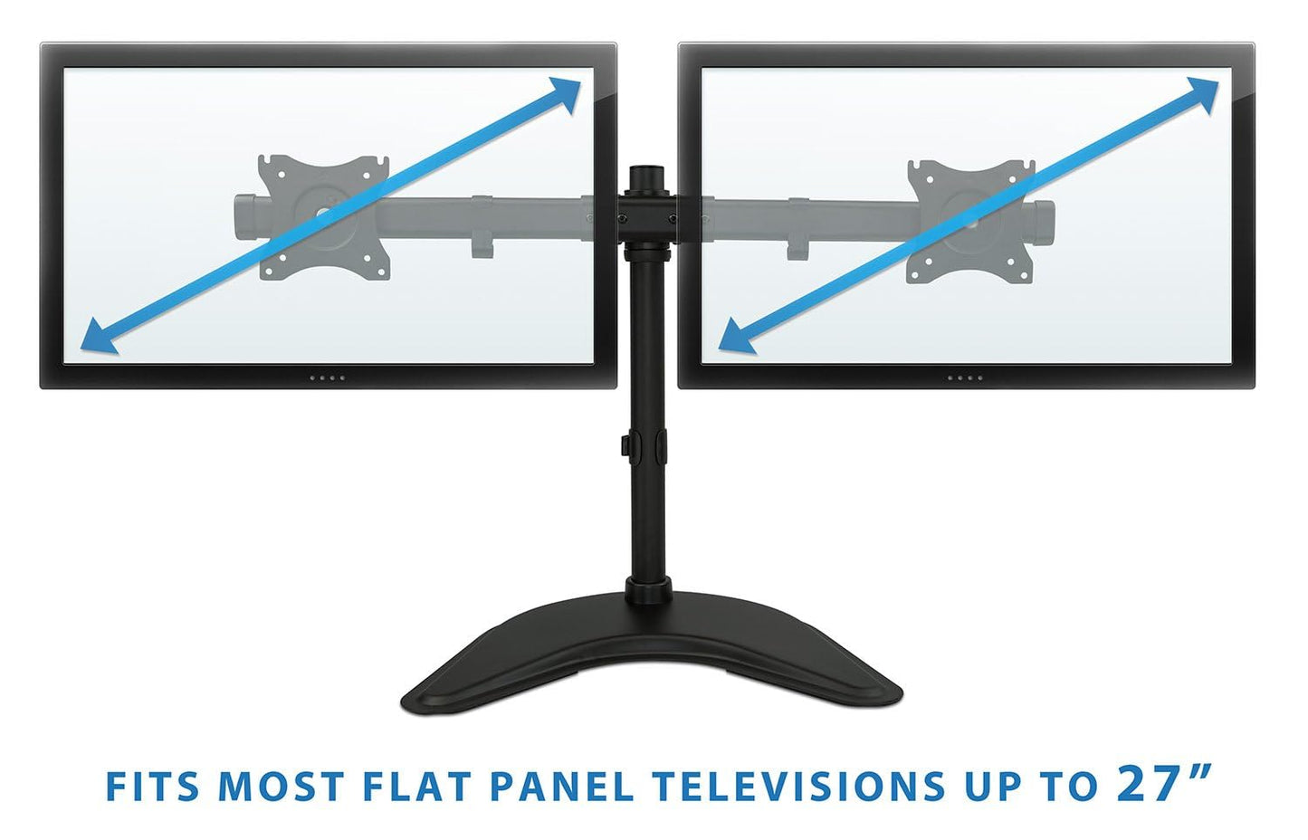 Mount-It! Free Standing Dual Monitor Stand | Double Monitor Desk Mount | Fits Two x 19 20 21 22 23 24 27 Inch Computer Screens | 2 Heavy Duty Height