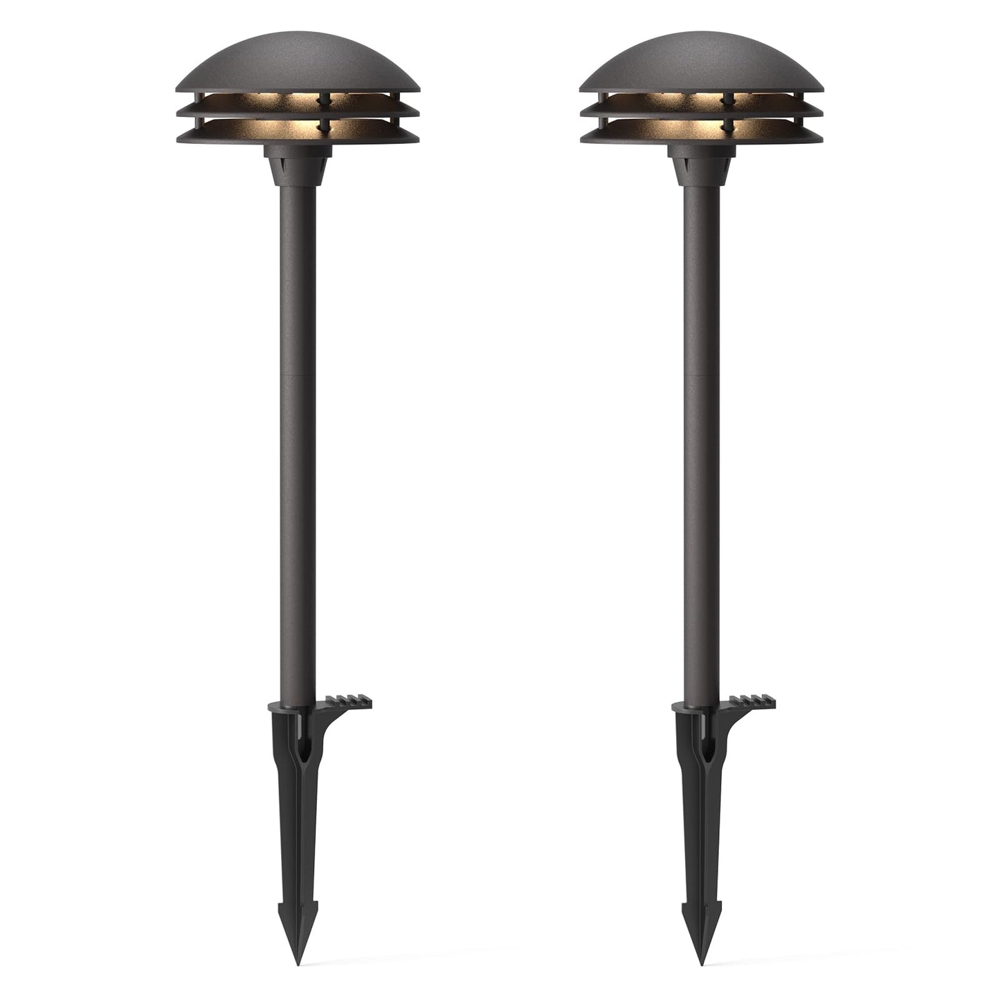 GOODSMANN Landscape Lighting Low Voltage Pathway Lights LED 2PK 4W 80 Lumen Outdoor Landscape Lighting 3 Tier Pagoda Landscape Path Lights 3000K Warm