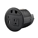 Desktop Power Grommet with 33W USB-A+C Fast Charge & AC Outlet | 4.5FT Cord Recessed Power Outlet for Conference Rooms, Office Tables, Furniture