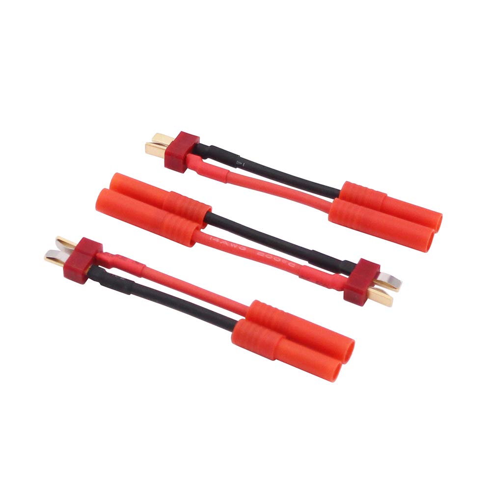 BDHI 3pcs T Plug Male to HXT 4.0mm Female Bullet Connector Adapter Cable - 14awg 5cm Wire(B142-3)