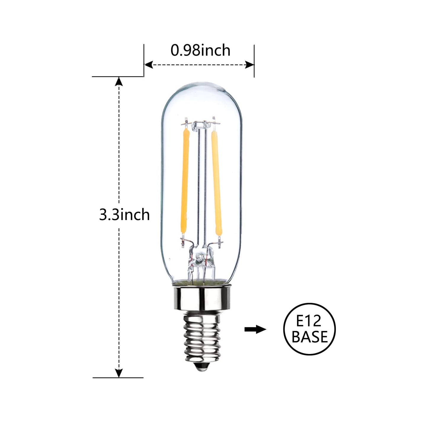 Sunaiony E12 Edison Bulb 25 Watt Equivalent Candelabra Light Bulbs, 12 Pack