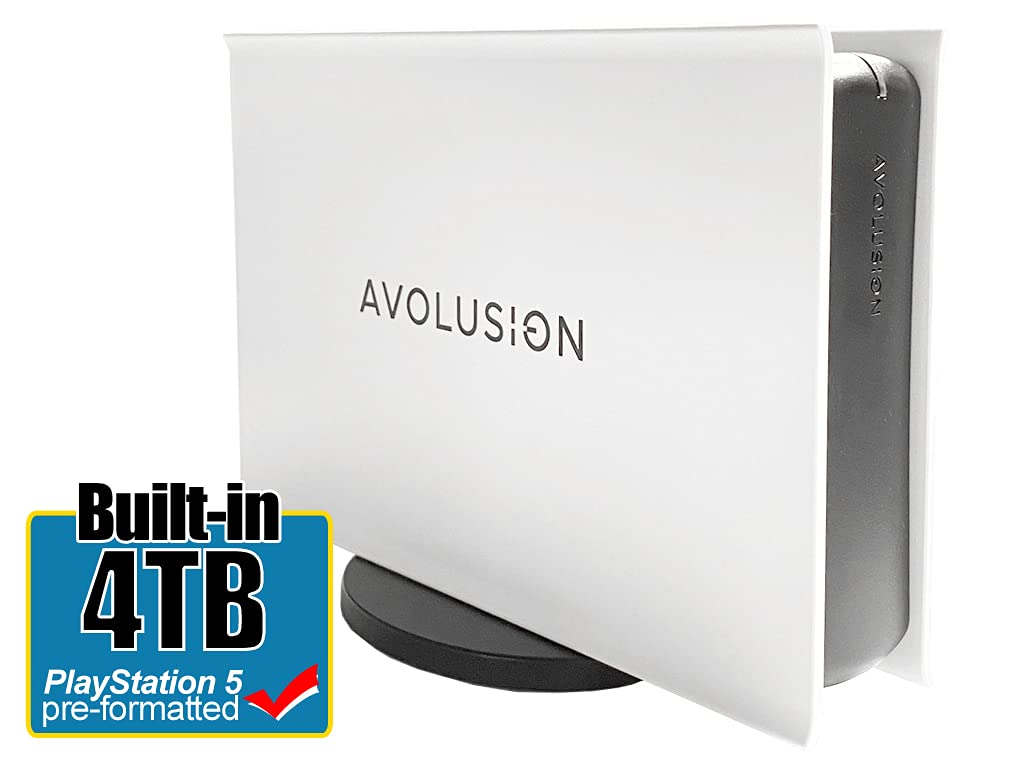 Avolusion PRO-5X Series 4TB USB 3.0 External Gaming Hard Drive for PS5 Game Console (White) - 2 Year Warranty (Renewed)