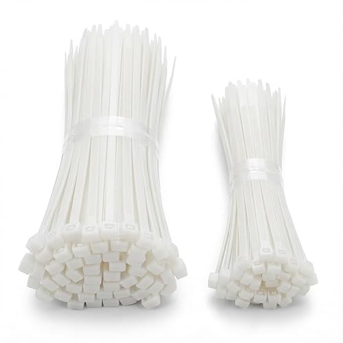 White Zip Ties Heavy Duty 200Pack?Heavy Duty Cable Ties with High Tensile Strength, UV Resistant Wire Ties for Indoor and Outdoor Use (100pcs 6" +