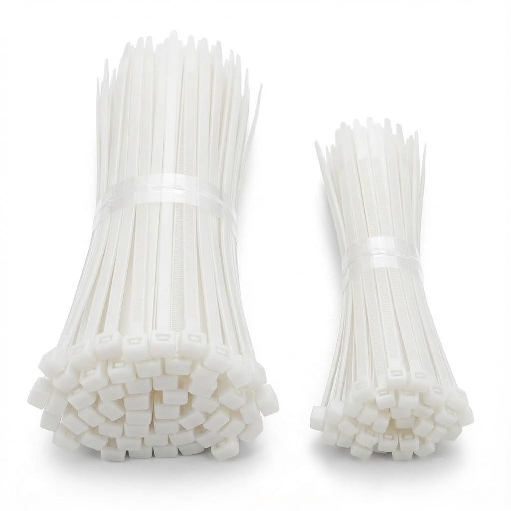White Zip Ties Heavy Duty 200Pack?Heavy Duty Cable Ties with High Tensile Strength, UV Resistant Wire Ties for Indoor and Outdoor Use (100pcs 6" +