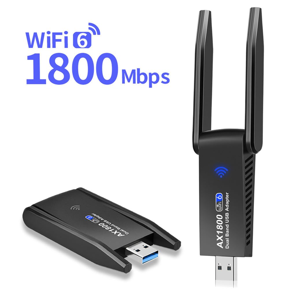 1800Mbps WiFi6 USB Adapter USB Wireless Network Card 2.4G/5GHz USB3.0 Wireless Wi-Fi Dongle Network Receiver Card MT7921 Chip for Win 10/11 Only