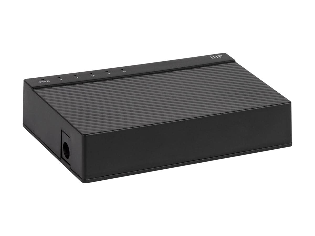 Monoprice 5-Port 10/100/1000Mbps Gigabit Ethernet Unmanaged Desktop Switch, IEEE 802.3ab, Cat5e, Plug and Play, Fanless Design, for Gaming