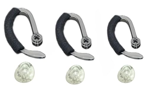 3X Same Size Replacement Earbuds Ear Tips + Ear Hook Loops + Foam Spare Fit Kit for Plantronics CS540 Savi W440 W740 W745 WH500 EarLoops EarHook Ear