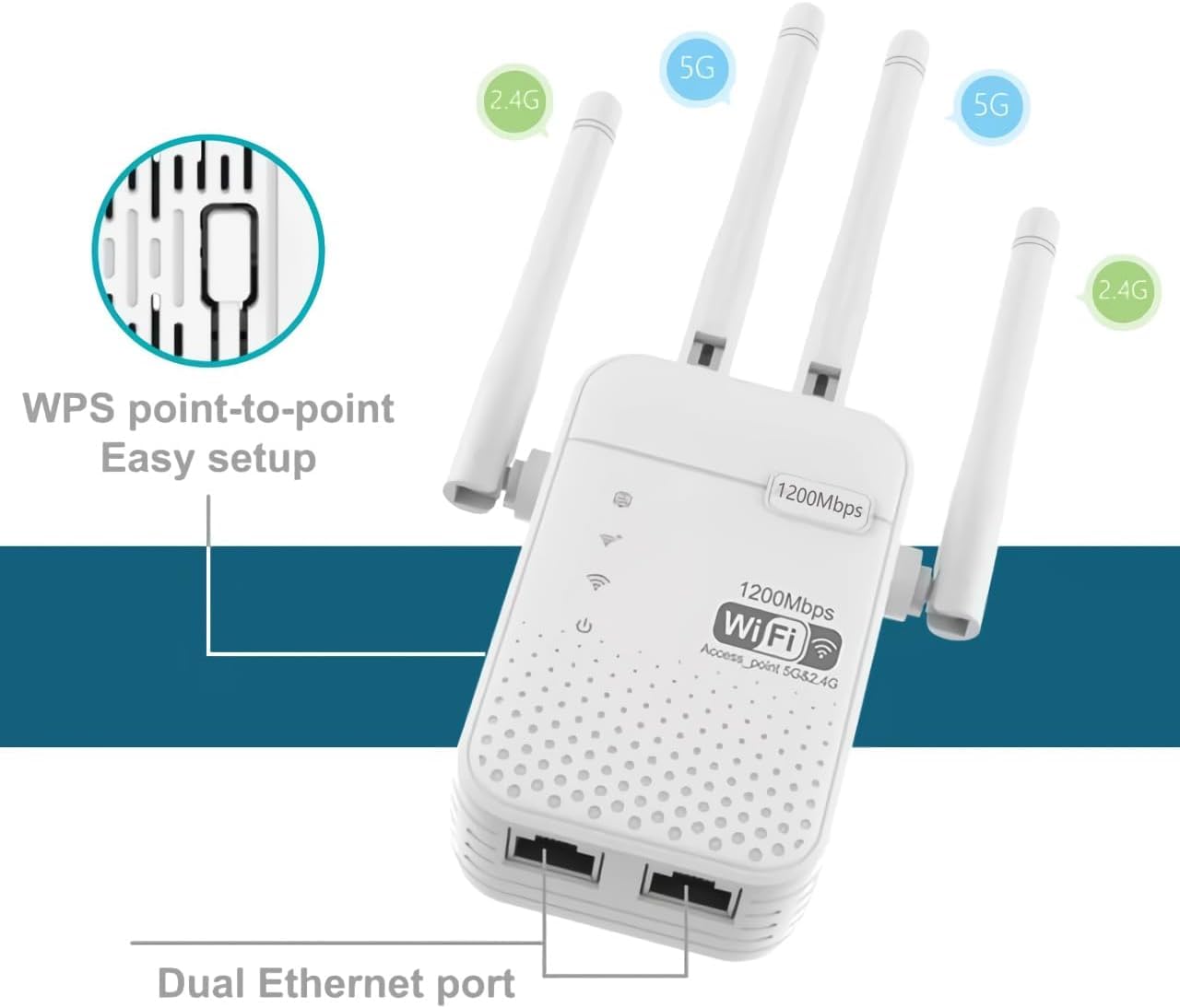 Net Booster, Netboost pro WiFi Extender 2024, Signal Booster Repeater for Home & Outdoor, WiFi Range Extender 1200Mbps(8999sq.ft),WiFi 2.4&5GHz Dual