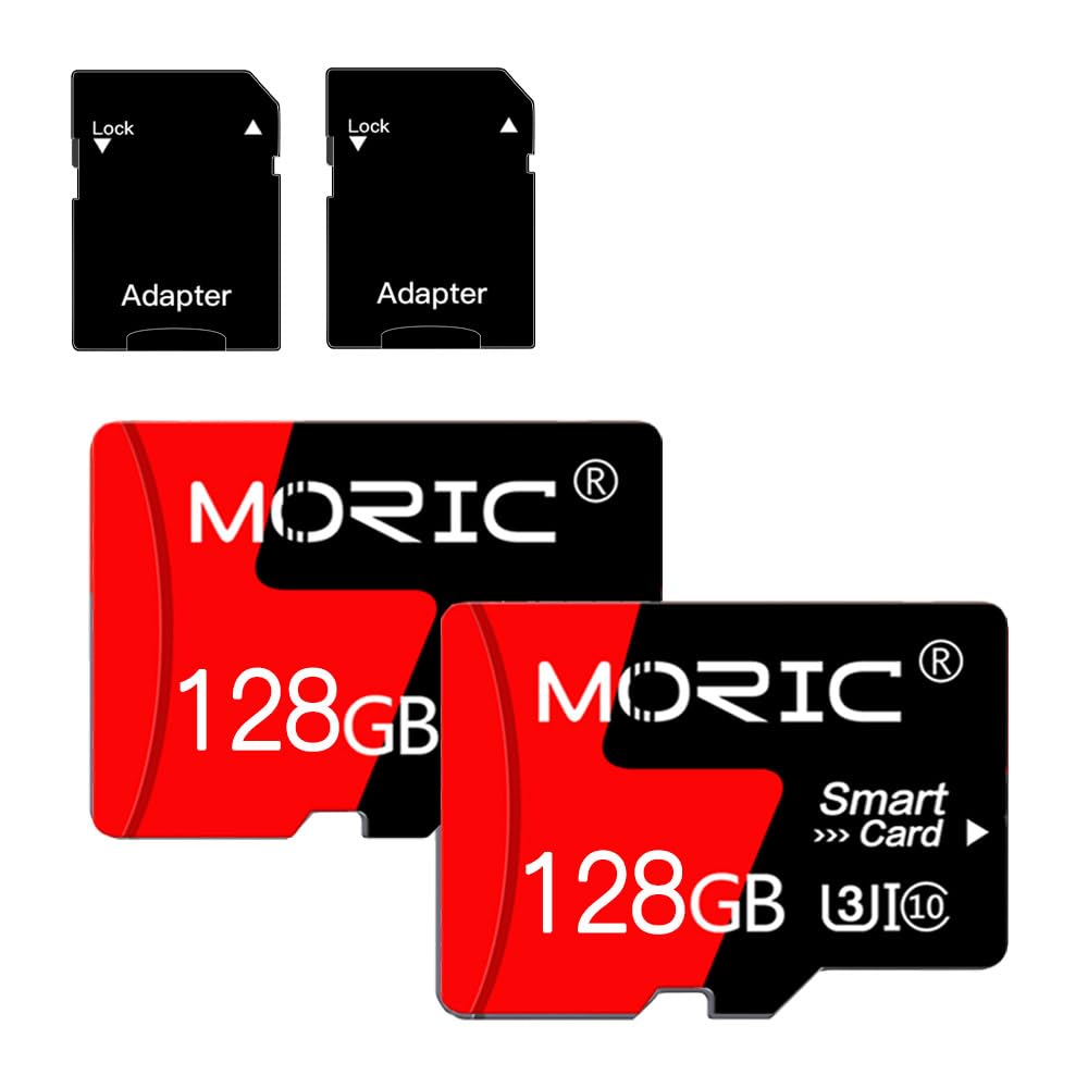 MORIC 2 Pack 128GB Micro SD Card with Adapter High Speed Memory Card,C10 A1 Memory TF Card for Camera/Dash Cam/Smartphone/Tablet/Drone
