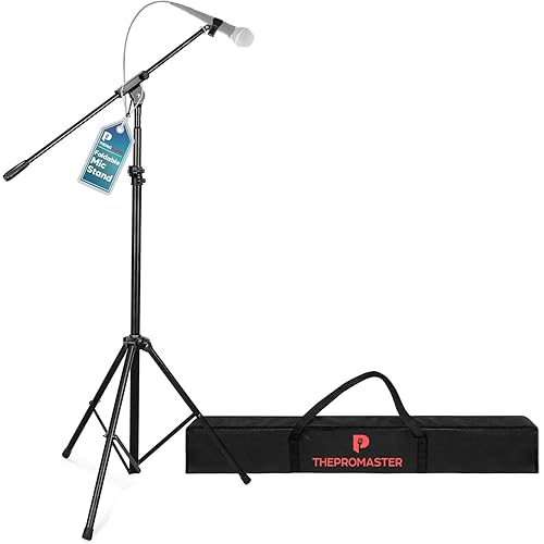 THEPROMASTER Tripod Microphone Stand - Universal and Adjustable Professional Audio Telescopic Gooseneck, Boom Arm Tripod Microphone Stand with