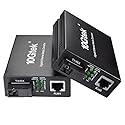 BiDi Gigabit Single Mode SC Media Converter, 10/100/1000M Fiber to Ethernet Converter, 1000Base-FX Single SC to 10/100/1000Base-T/TX RJ45, Built-in