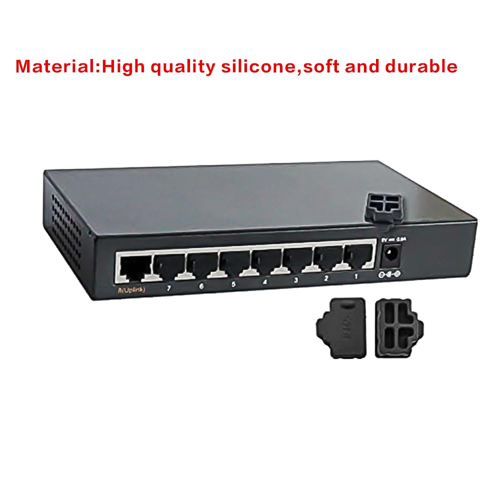 Silicone 110Pcs Ethernet Hub Port RJ45 Anti-Dust Cover Plugs Protector Stopper Cap for Female Port Black for TV,Computer,Other Devices.