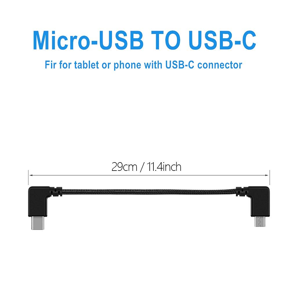 Hanatora 11.4 inch Micro USB to USB C Remote Controller Cable for DJI Mavic Mini,SE,Air,Mavic 2 Pro/Zoom,Mavic Pro,Spark, Nylon Braised Phone Tablet