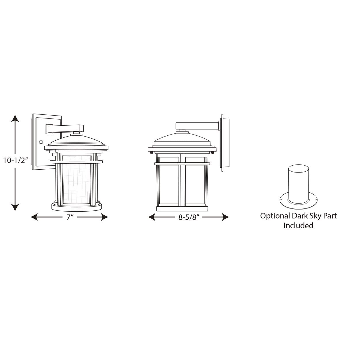 Progress Lighting Wish Collection 1-Light Etched White Linen Glass Craftsman Outdoor Small Wall Lantern Light Textured Black