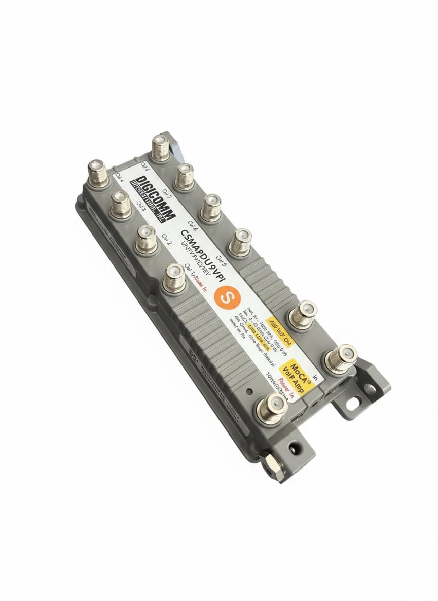 DIGICOMM CSMF1APDU9VPI HomeConnect 9-Port Passive VoIP MoCA Amplifier for Comcast, Xfinity, RCN, Optimum, Wow, COX, Spectrum