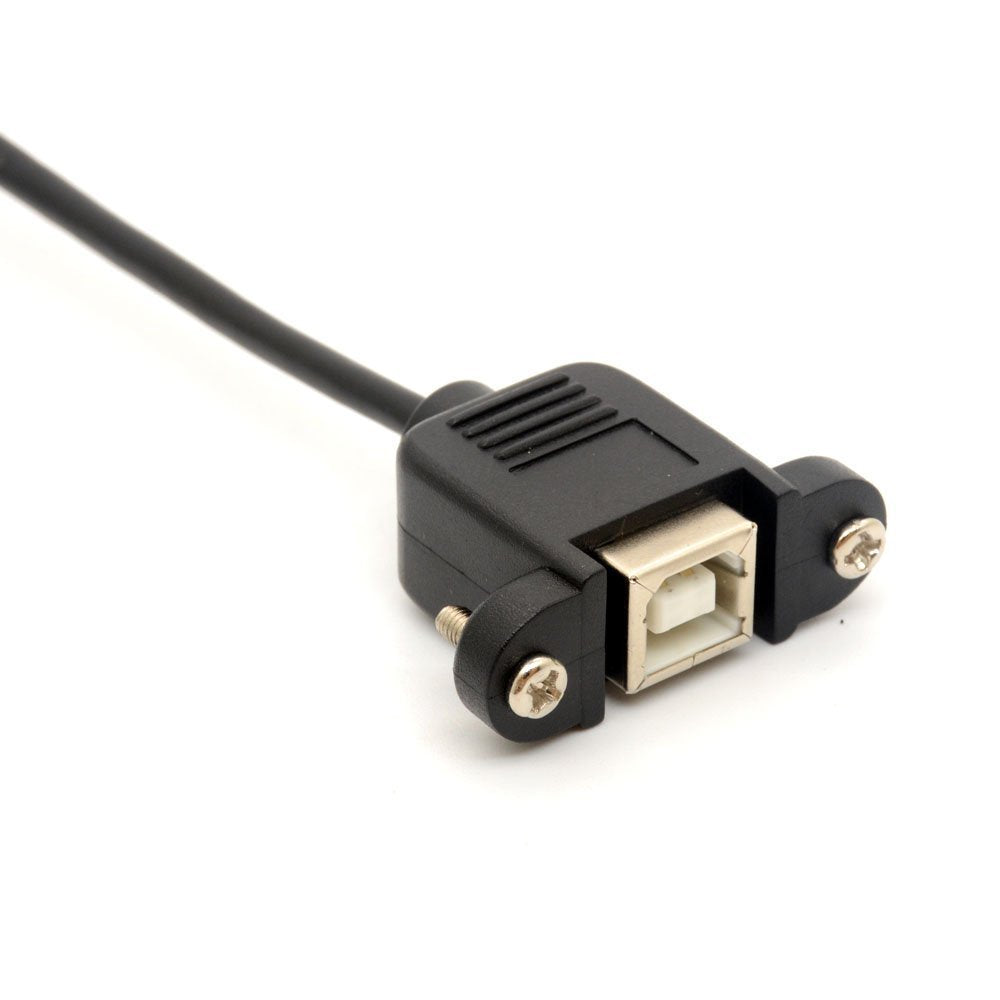 BSHTU Printer Extension Cable USB 2.0 B Adapter Male to Female Connections 90 Degree Socket Right Angled Scanner Cord with Screw Panel Mount 0.5m