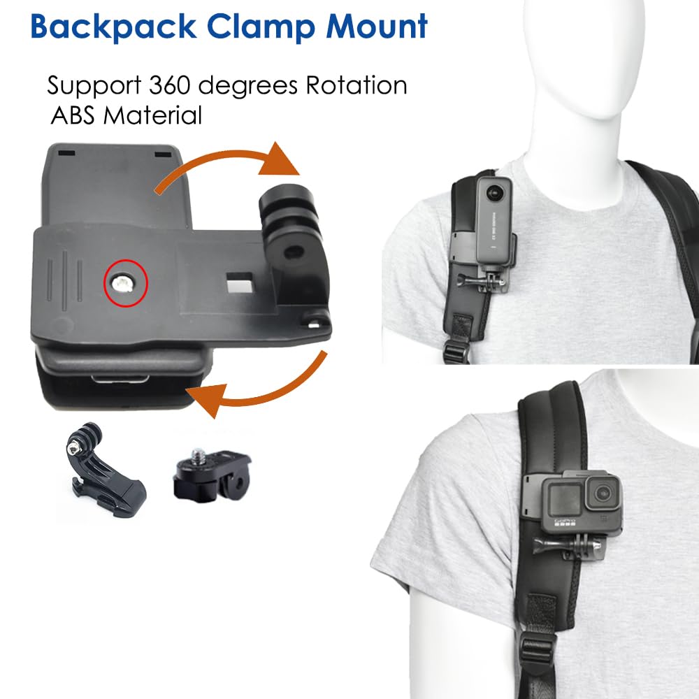 Accessory Kit for Insta360 X5/X4/X3/Ace Pro/Go3S - Action Camera Chest/Backpack/Head Strap Mount Bundle Compatible with GoPro Hero 13-10, DJI Osmo
