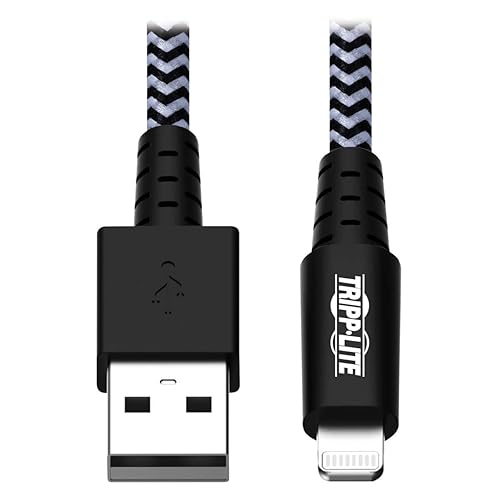 Tripp Lite Braided Lightning Cable - Lightning to USB Cable (M/Apple Certified Lightning Cable, Charge/Sync, 10 ft, Aramid Fiber, Grey, 2-Year…