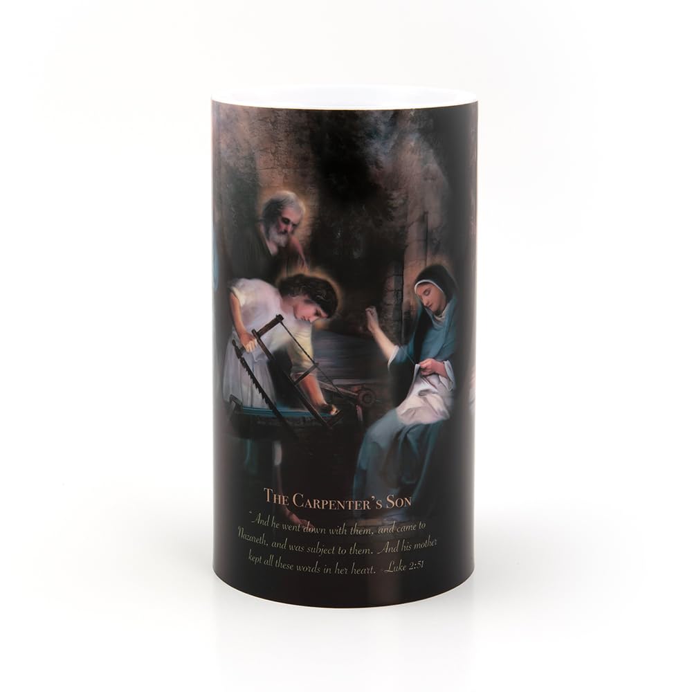 THE SAINTS COLLECTION 4x7 LED Prayer Candle Holy Family Flameless with Timer