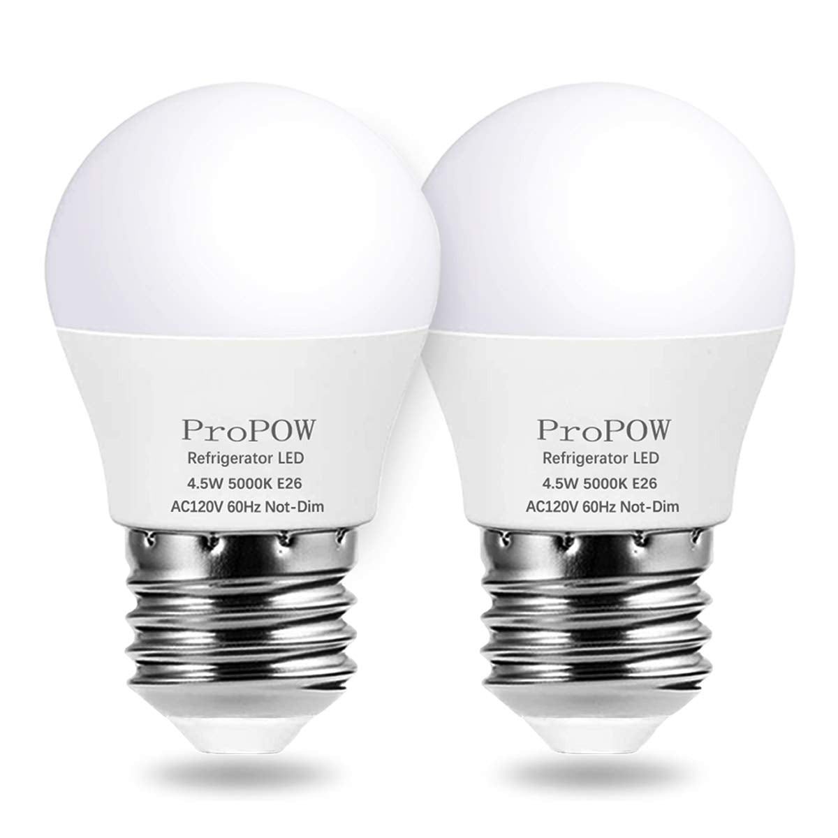 ProPOW LED Refrigerator Light Bulb 40 Watt Equivalent 120V 4.5W Fridge Bulbs Daylight White 5000K E26 Medium Base, Energy Saving A15 Freezer Light