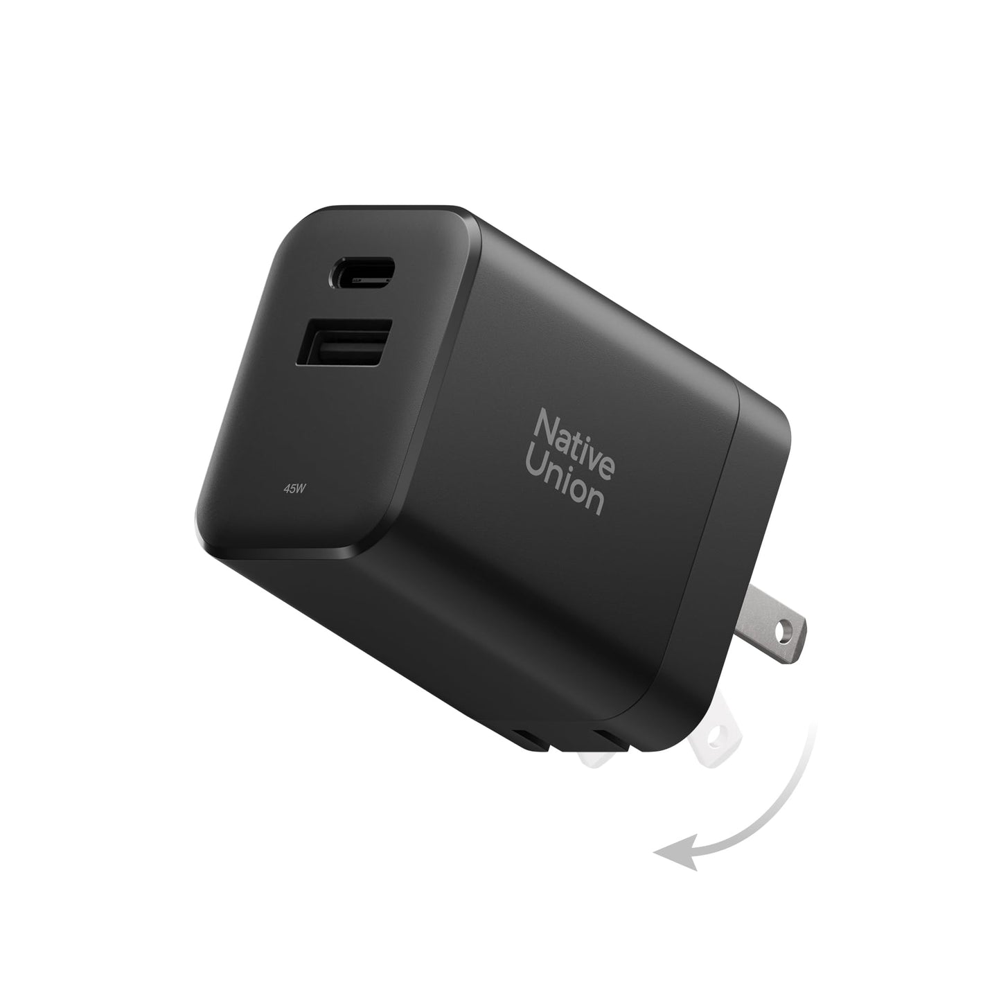 Native Union Fast GaN Charger PD45W - Ultra-Compact Two-Port Power Delivery Enabled USB-C & USB-A Travel Charger - Up to 45W - MacBook Air, iPads