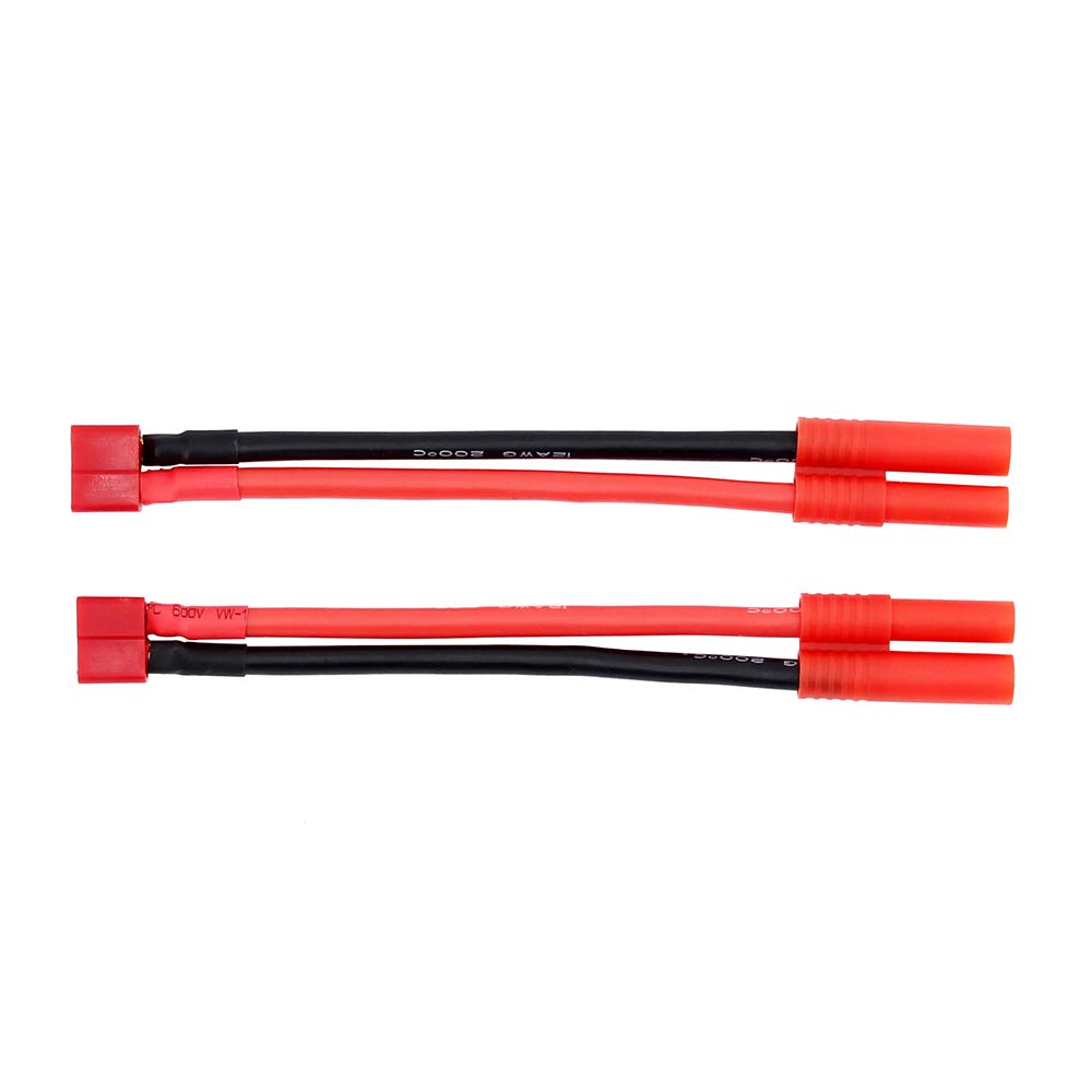 OliRC 2pcs 4mm Bullet Banana HXT Connector to Female T-Plug Connector Adapter with 12awg 10cm Wire(C70-2)