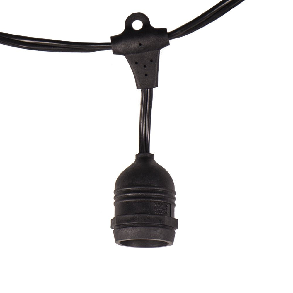 VOLT Indoor/Outdoor 120V 50FT E26 LED Bistro String Lights (Black) Hanging Globe Lights for Trees, Porch, Deck, Lanai, Patio, Garden, Yard, Balcony or