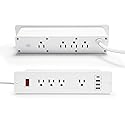 Double Side USB C Recessed Power Strip,Countertop Plugs 8 Outlets 4 USB Ports, PD 20W Flush Mount Desk Plug Station Flat Plug Mountable Power Socket